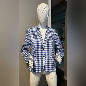 J. Crew Gingham Linen Schoolboy Blazer Jacket Sz 12